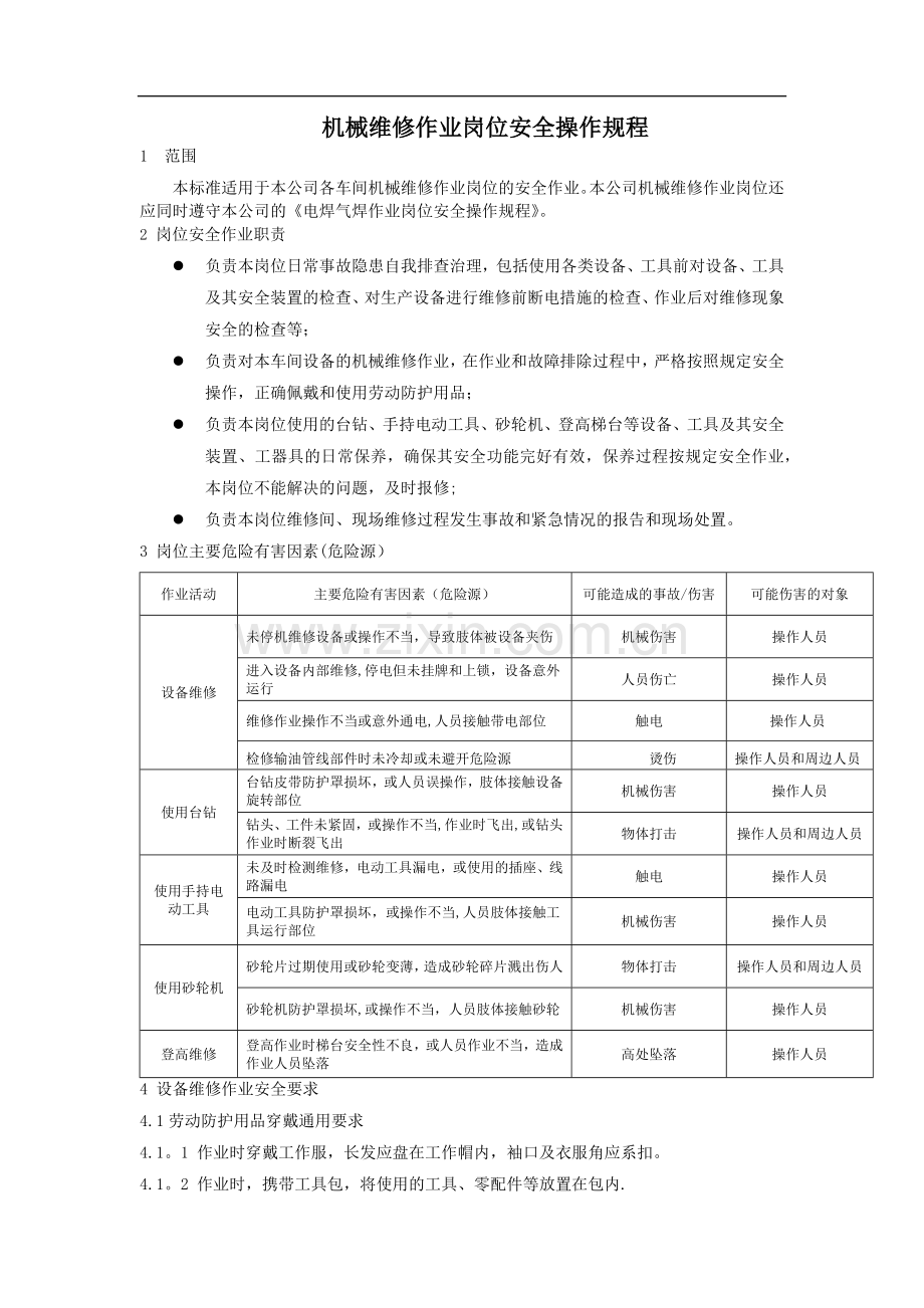 维修工安全操作规程.docx_第1页