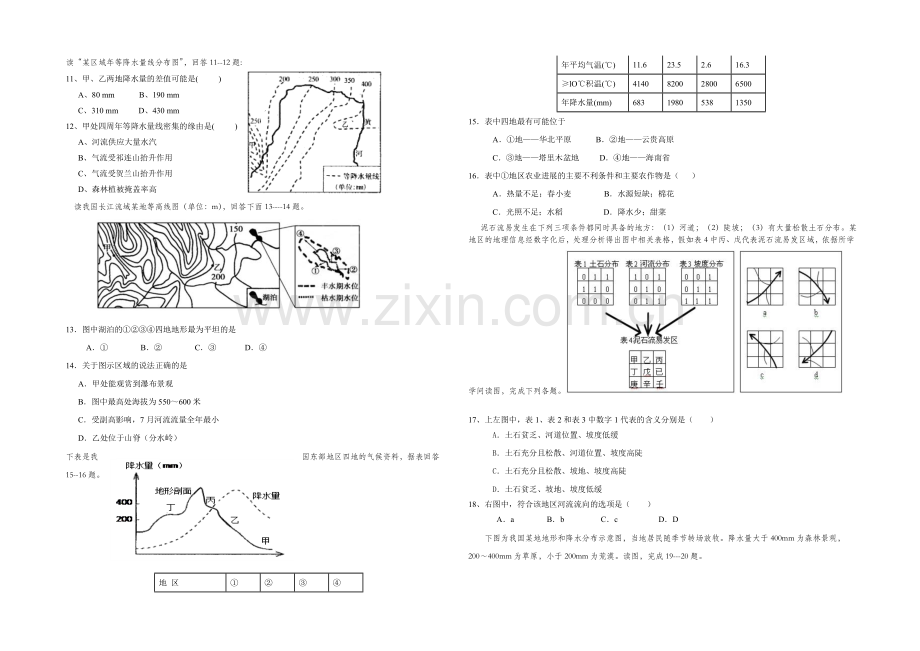 浙江省杭州二中2020-2021学年高二上学期期中考试地理-Word版含答案.docx_第2页