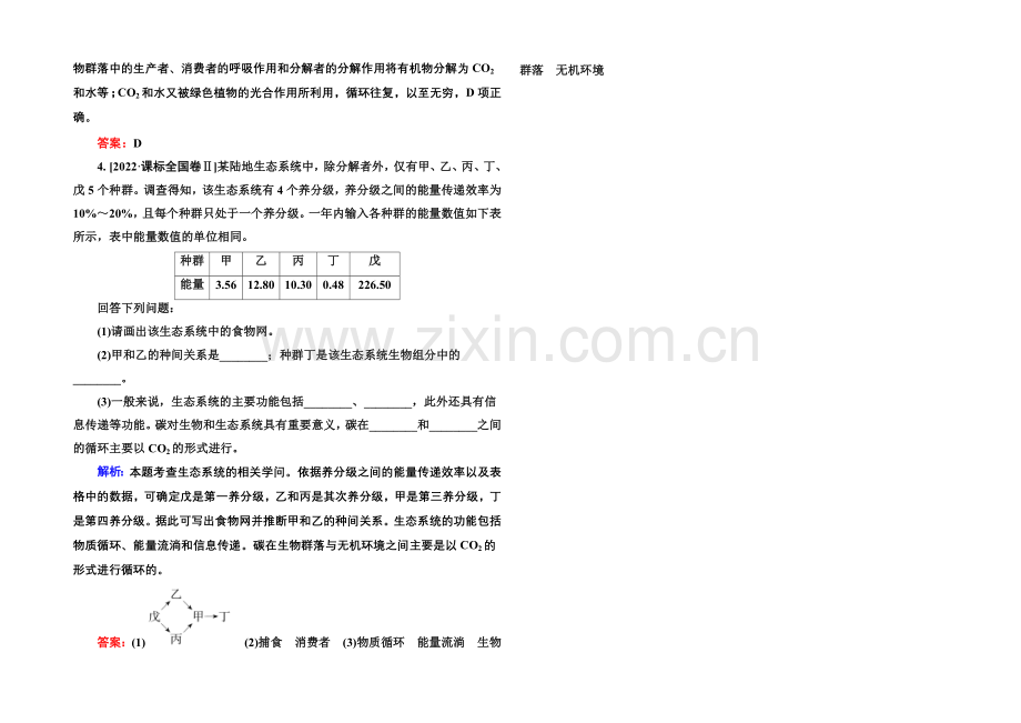 《金版教程》2022届高考生物一轮总复习随堂高考分组集训-9-34生态系统的能量流动和物质循环-.docx_第2页