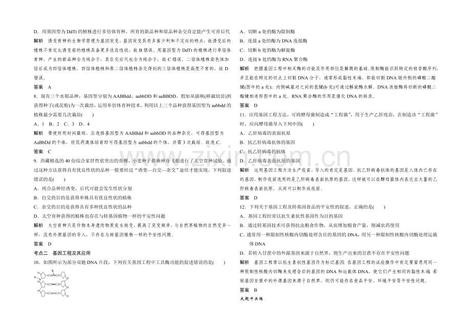 2022年高三生物(人教版)一轮复习-基础课时案23-从杂交育种到基因工程-课后训练.docx_第2页