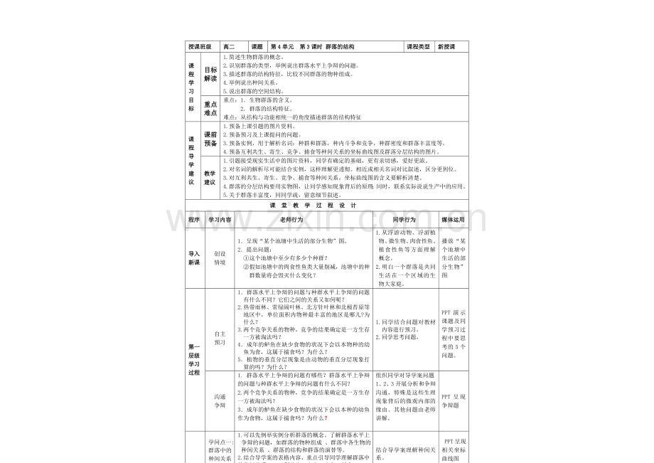 2021-2022学年高二生物人教版必修3：4.3-群落的结构-教案-Word版含答案.docx_第2页