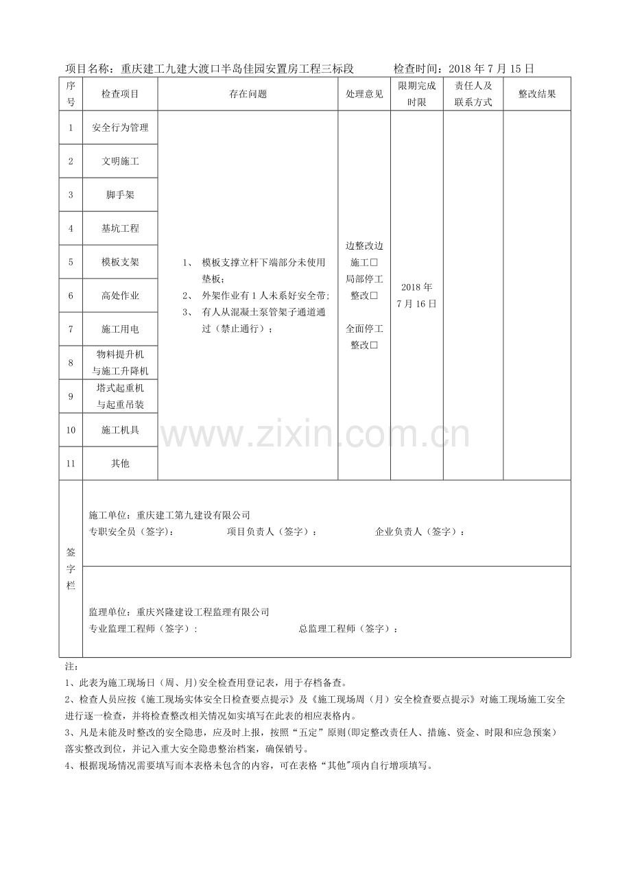 施工现场日周月安全检查记录表.doc_第2页