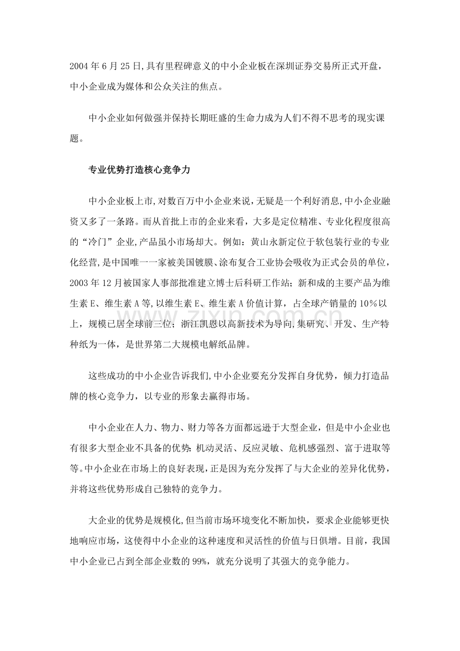 中小企业如何做强-专业优势打造核心竞争力.doc_第1页