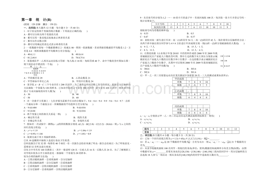 2020-2021学年高中数学(北师大版-必修三)课时作业-第一章--单元检测卷B.docx_第1页