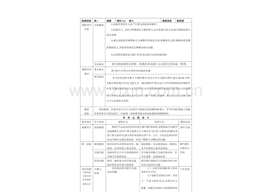 2021-2022学年高一物理教科版必修一教案：第二章第三节《弹力》-Word版含答案.docx_第2页