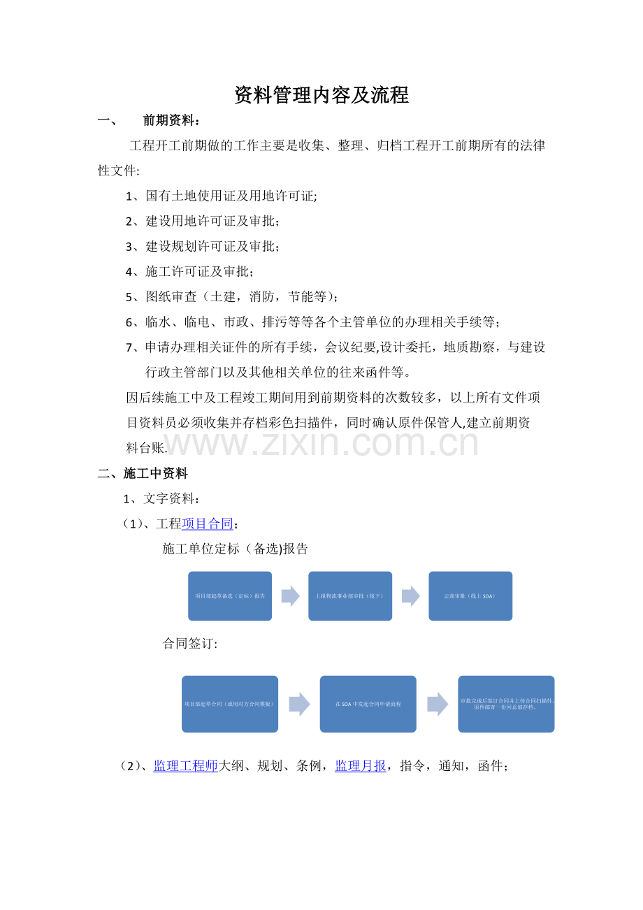 工程项目建设资料(资料员)管理内容及流程(详述).docx_第1页