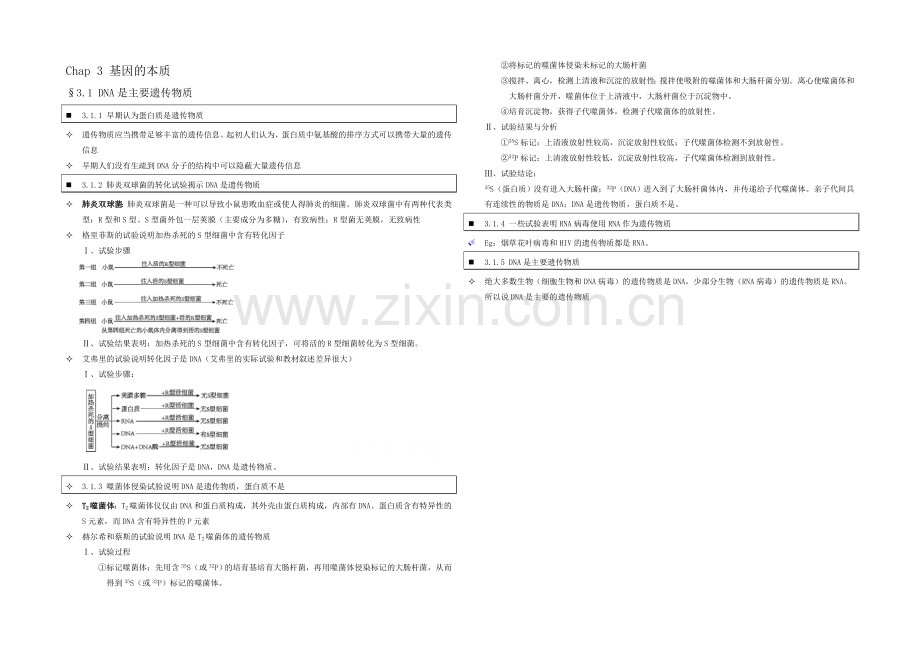 高中人教版生物学生笔记：必修2-3.1-DNA是主要遗传物质.docx_第1页