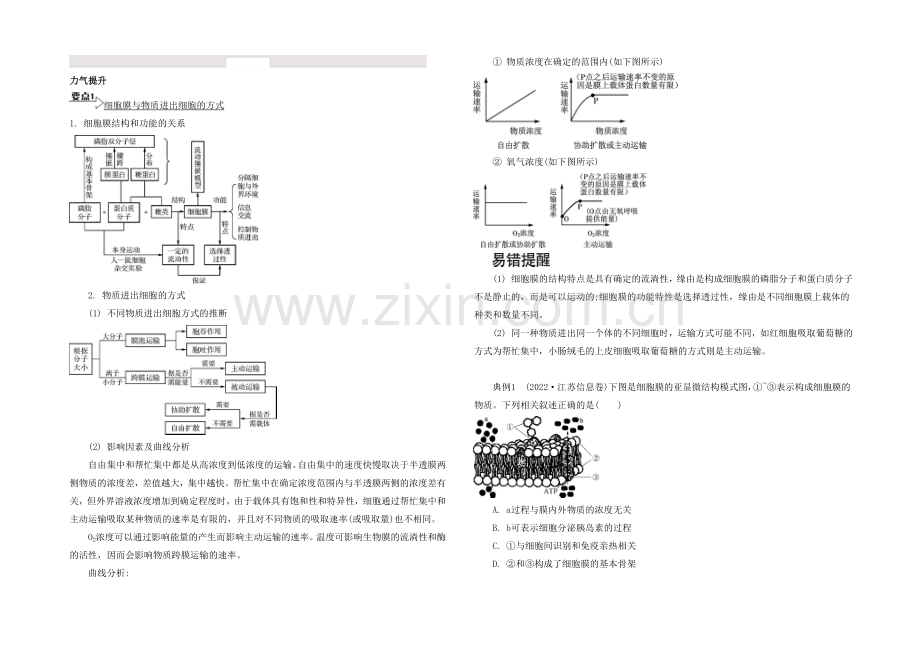 2021高考生物二轮复习提优(江苏专用)专题一-第二讲-细胞的基本结构5-【能力提升】-.docx_第1页