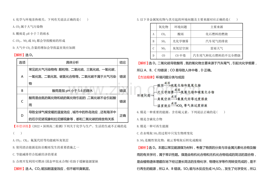 2020-2021学年高中化学选修1-1达标检测：4.1改善大气质量.docx_第2页