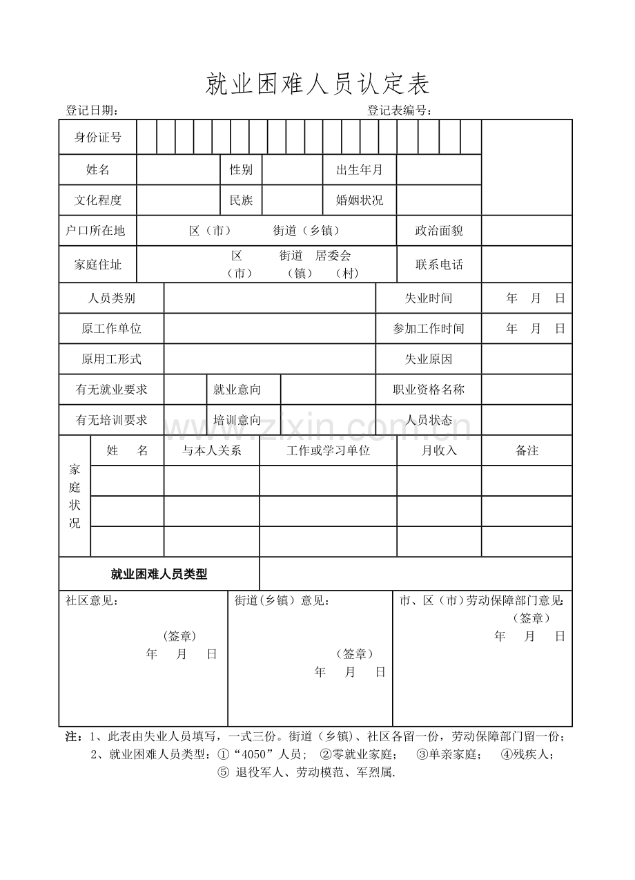 就业困难人员认定表.doc_第1页