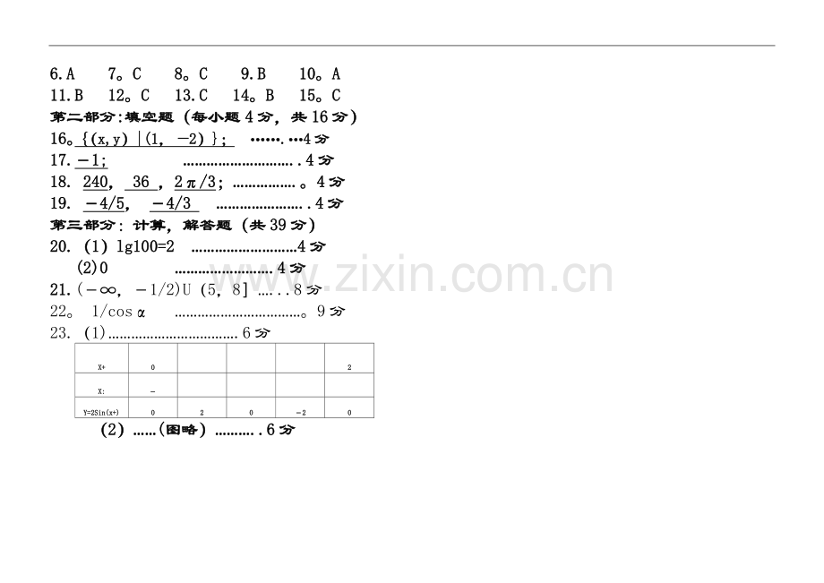 职业高中高一数学(基础模块)期末试卷卷-附答案.doc_第2页