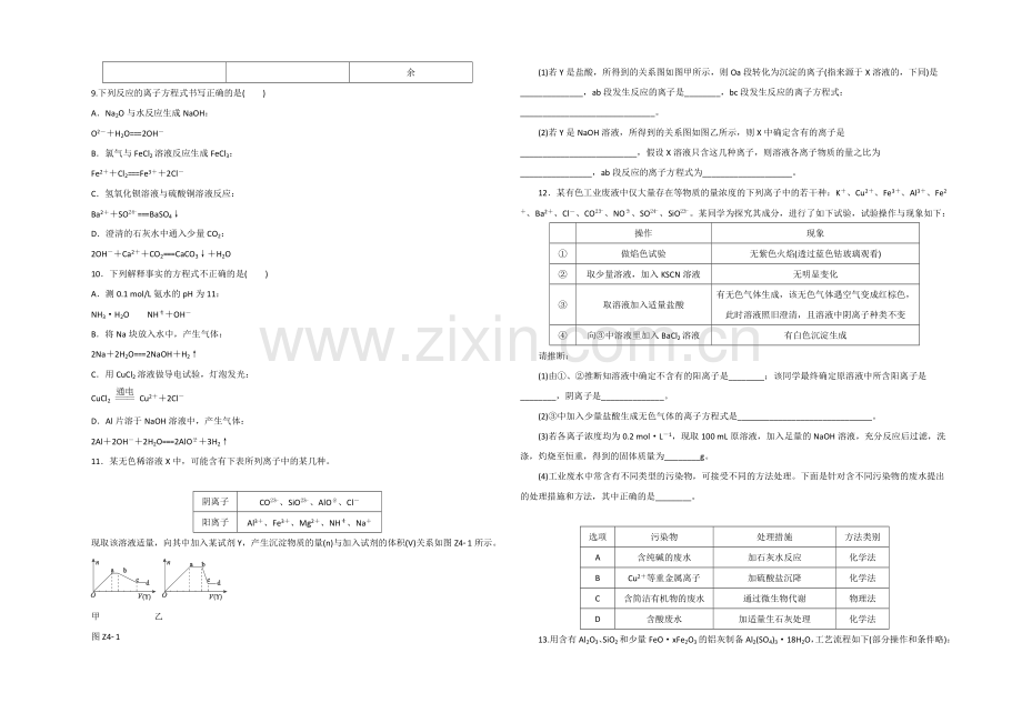 2021高考化学考前冲刺40天练习：专题4-离子反应.docx_第2页