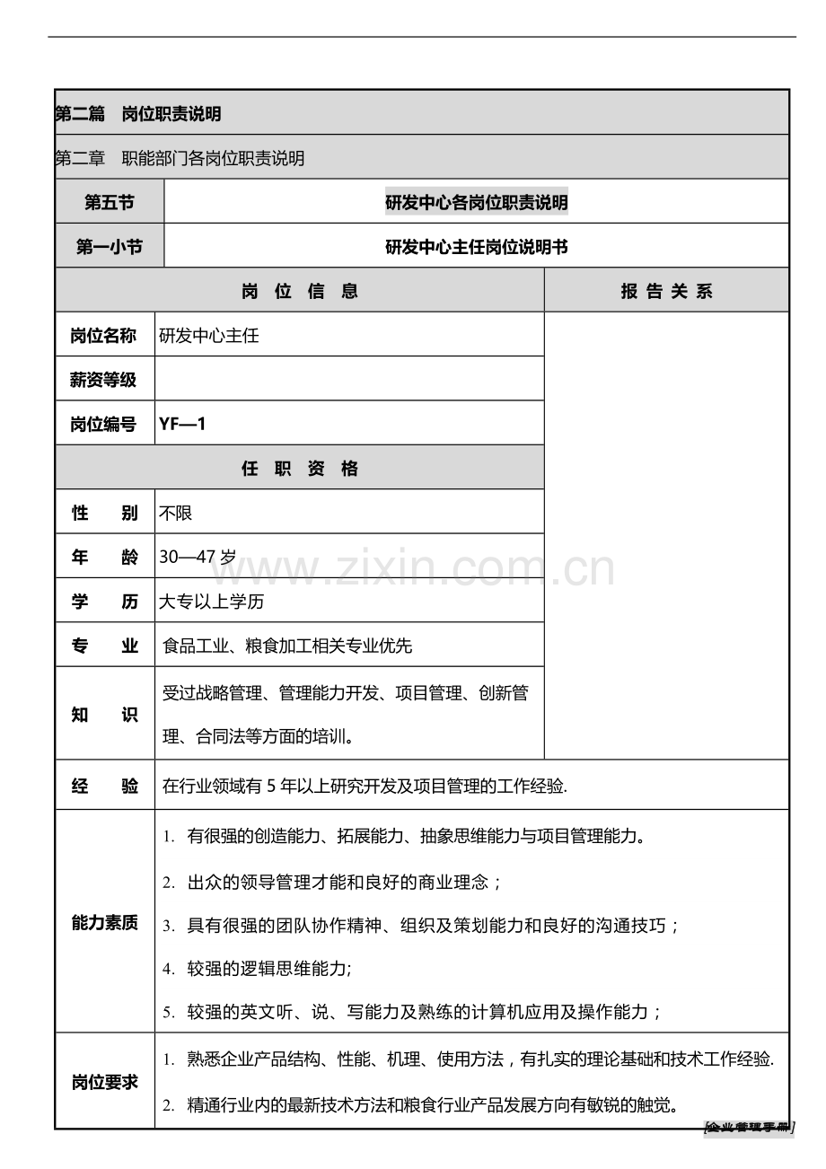 上一道-岗位说明书之研发中心主任.docx_第1页