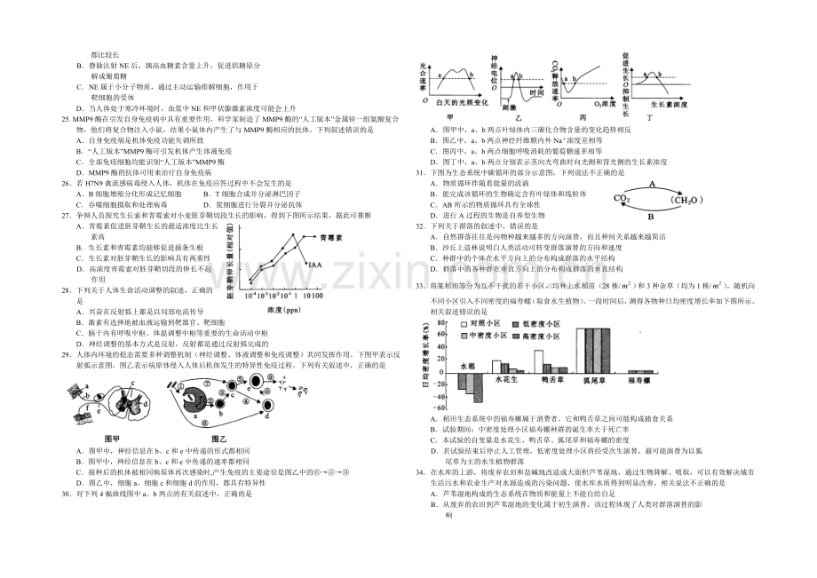 山东省临沂市某中学2022届高三上学期开学摸底考试生物试题-Word版含答案.docx_第3页