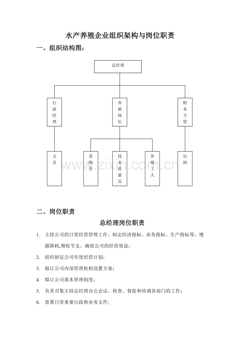 水产养殖企业组织架构与岗位职责.doc_第1页