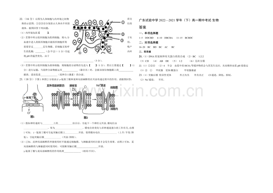 广东实验中学2020-2021学年下学期高一年级期中考试生物试卷-Word版含答案.docx_第3页