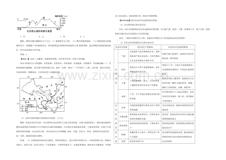 2021年高考艺体生文化课百日冲刺-地理专题复习讲练：专题十二-农业生产活动的区位选择及地域类型.docx_第2页