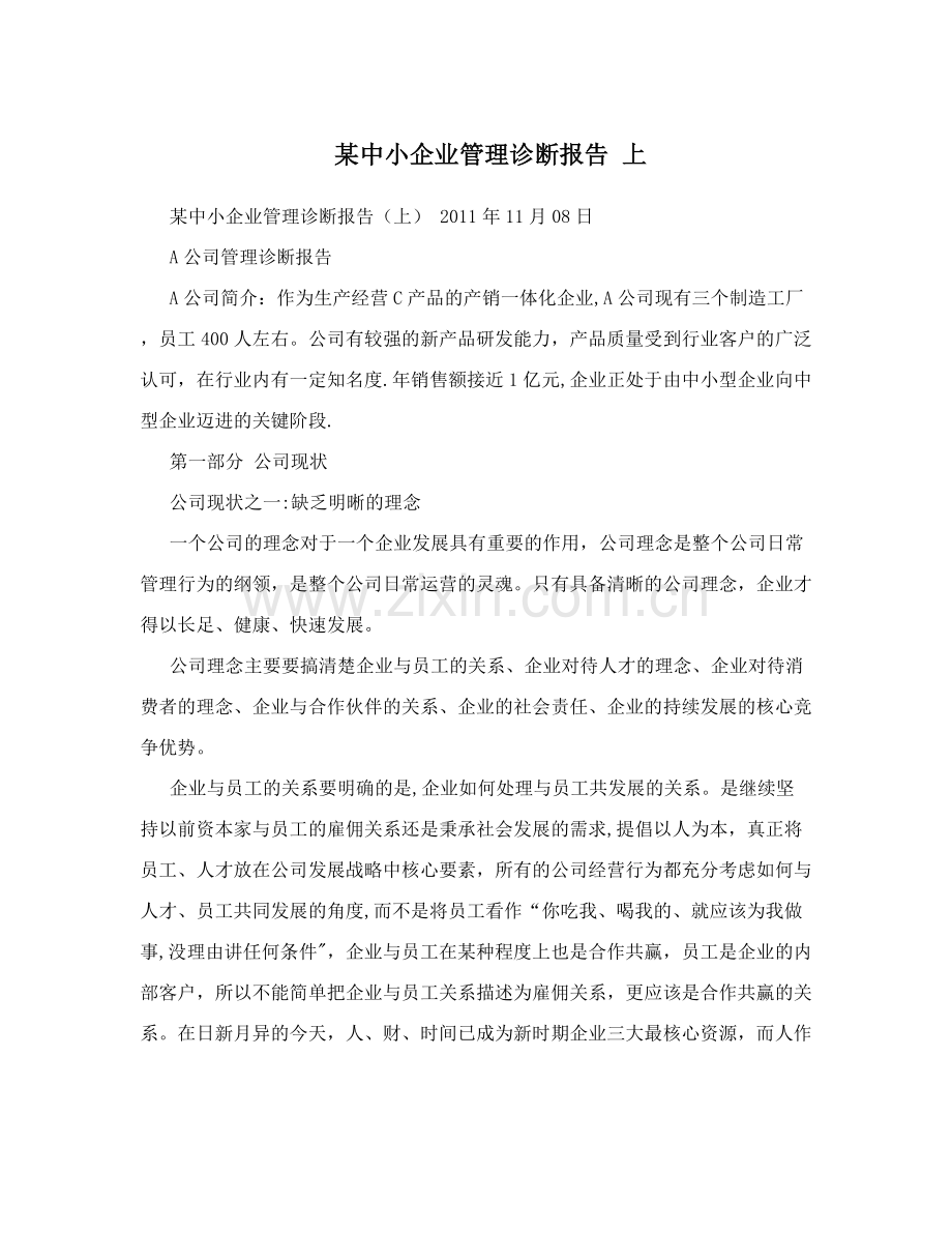 某中小企业管理诊断报告-上.doc_第1页