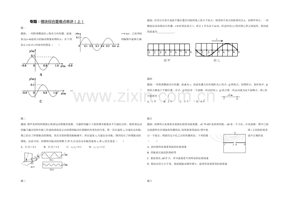 2021高中人教版物理(选修3-4)复习(讲义+课后练习)：模块综合重难点串讲(上)-讲义.docx_第1页