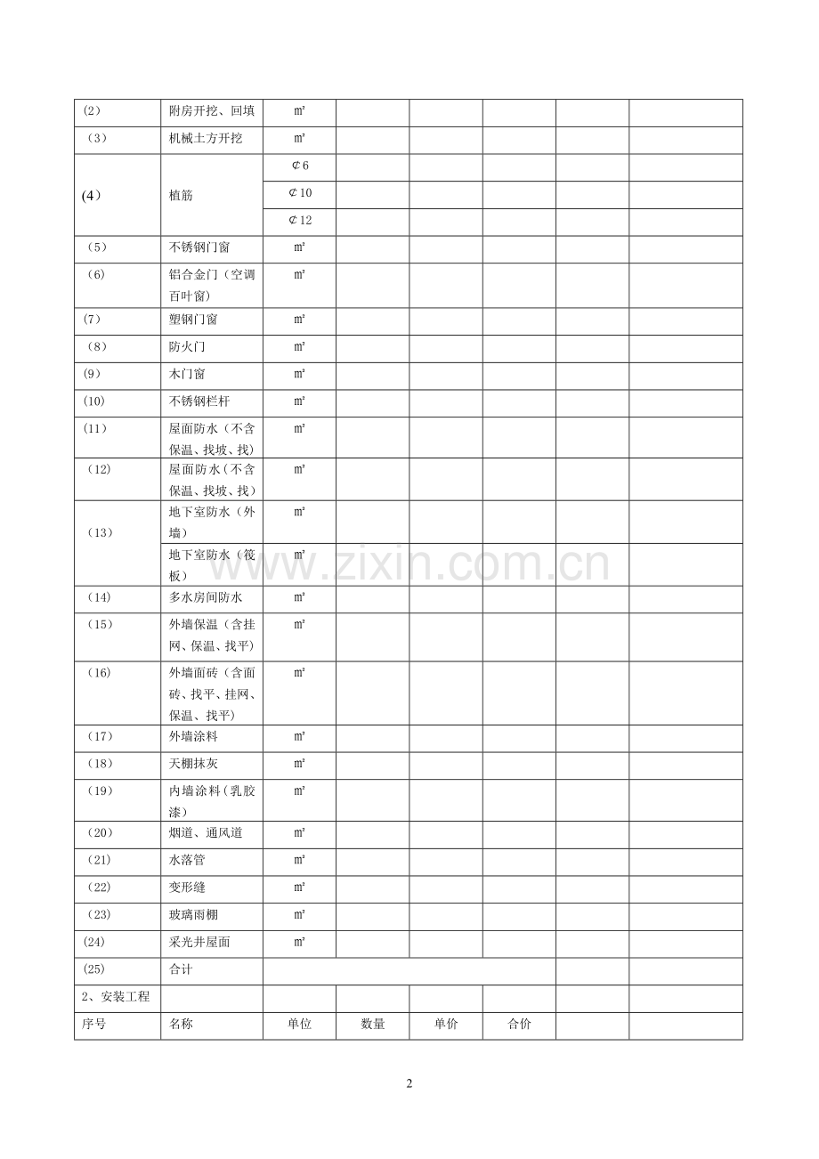 工程报价测算表.doc_第2页