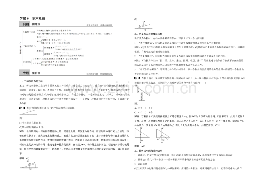 2020-2021学年高中物理(沪科版)必修一学案：第3章-学案6-章末总结.docx_第1页