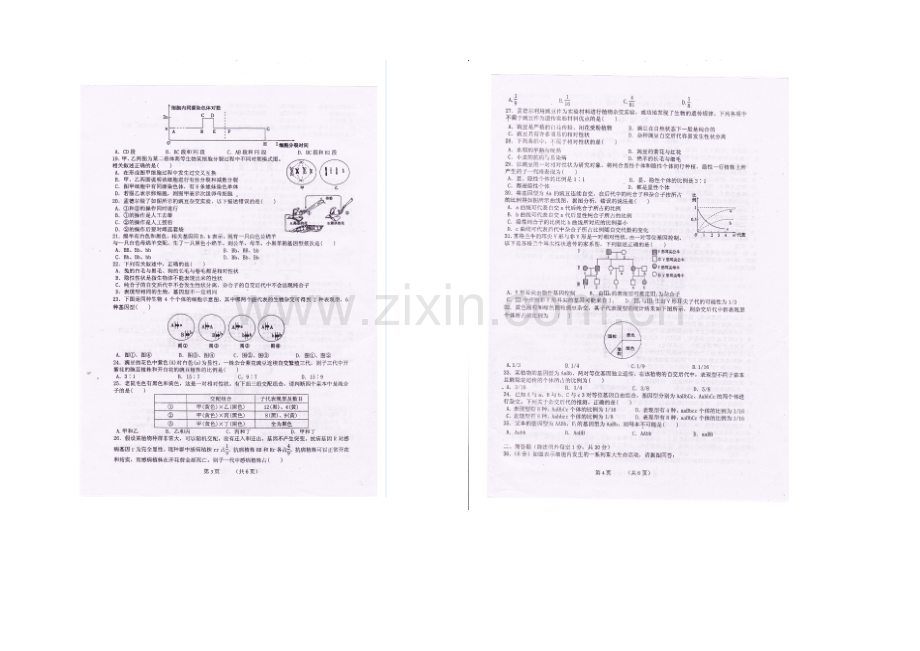 陕西省西安铁一中学2020-2021学年高一4月月考生物试题(扫描版).docx_第2页