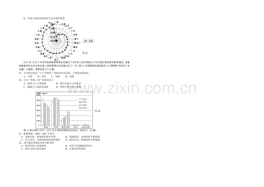 江苏省扬州中学2022届高三上学期12月月考试题-地理-Word版含答案.docx_第3页