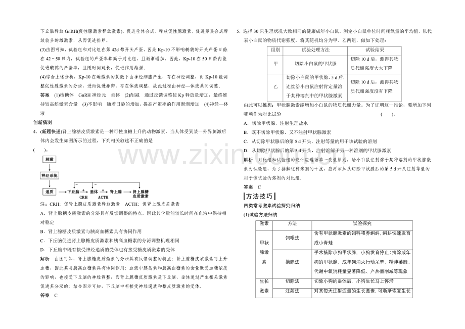 2021版生物二轮专题复习(江苏版)应用题组集训4-2-考点2-体液调节-.docx_第2页