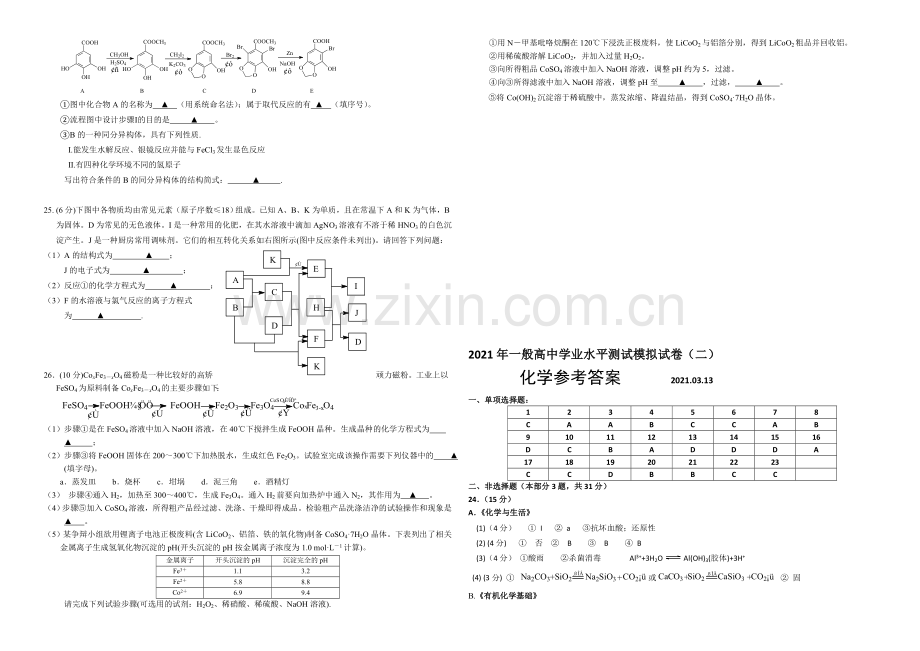 【Ks5u发布】江苏省扬州市2021年高二学业水平测试模拟试卷(二)-化学-Word版含答案.docx_第3页