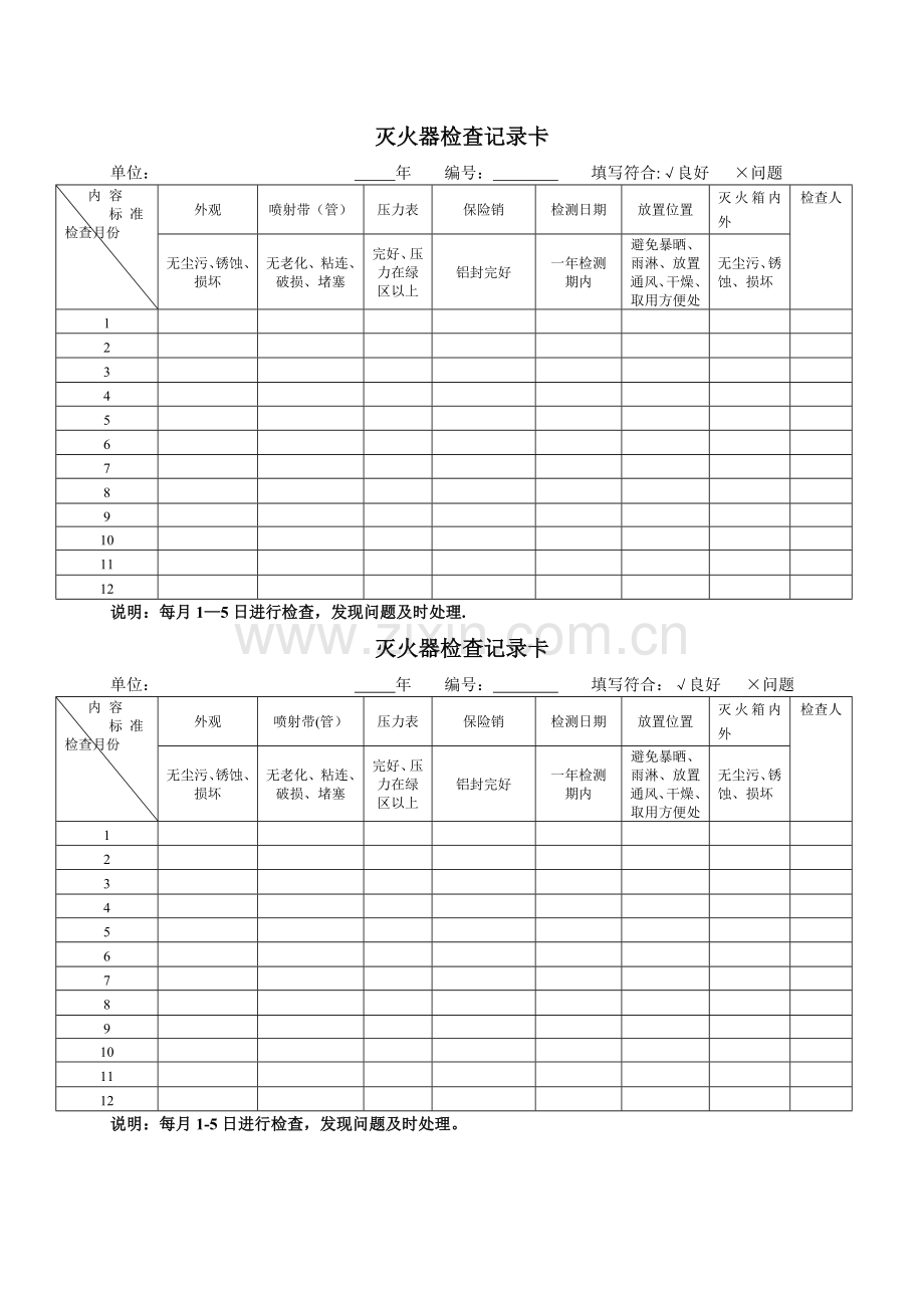 灭火器检查表.doc_第1页