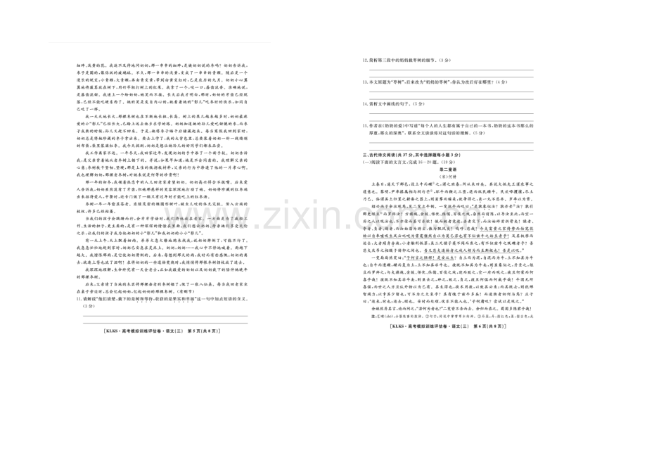 浙江省2021届高三高考模拟训练评估卷(三)语文-扫描版含答案.docx_第3页