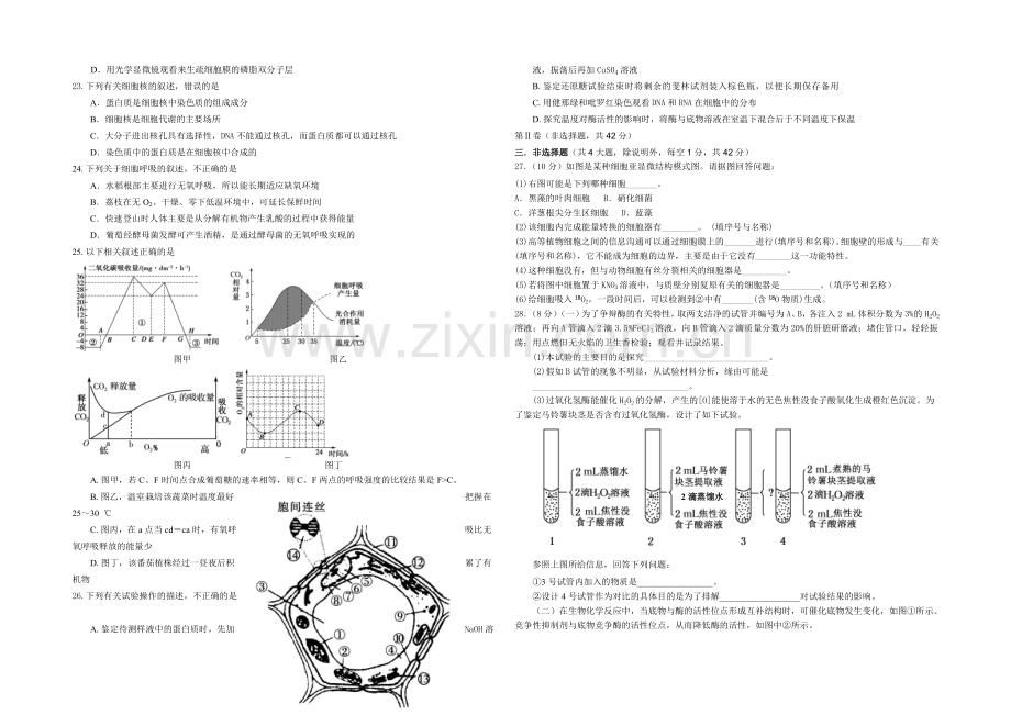 广东省汕头市金山中学2020-2021学年高一上学期第二次月考生物-Word版含答案.docx_第3页