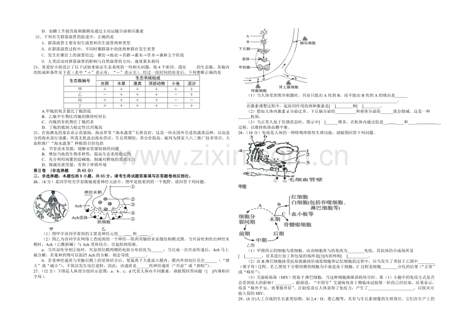 【KS5U发布】江苏省宿迁市五校2020-2021学年高二上学期期中联考试题-生物-Word版含答案.docx_第3页