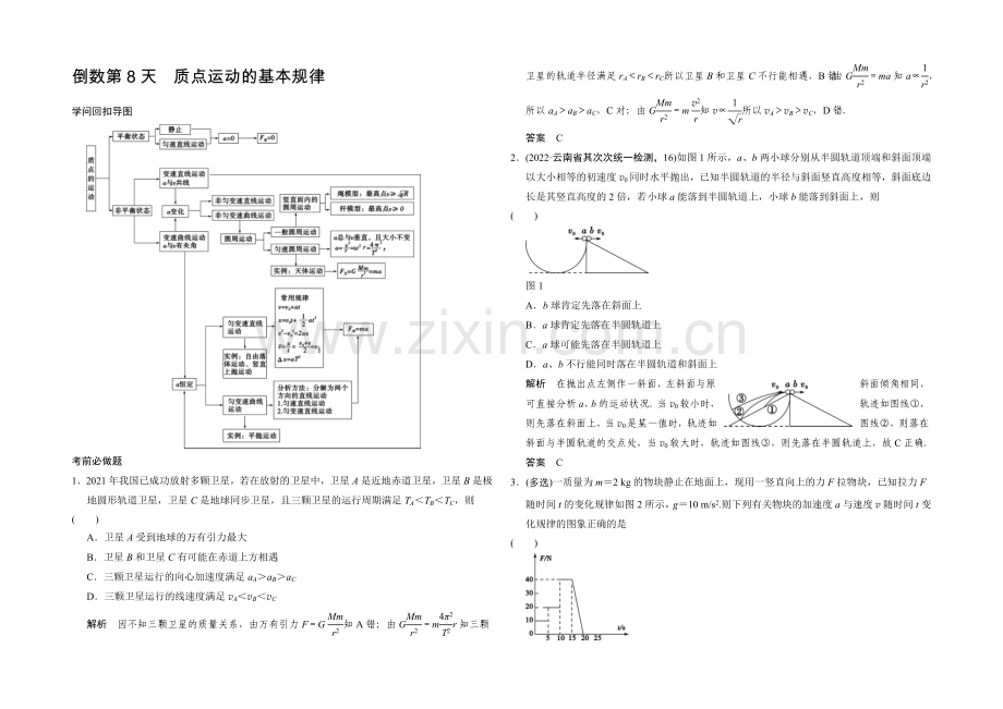 2021届高考物理(全国通用)二轮专题知识回扣清单：倒数第8天(含解析).docx_第1页