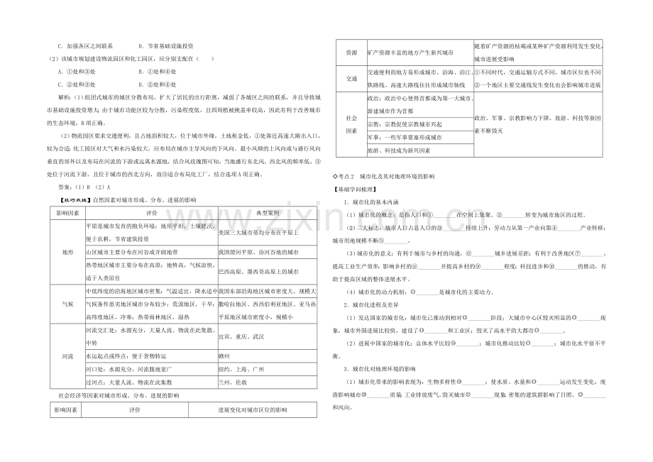 2021年高考艺体生文化课百日冲刺-地理专题复习讲练：专题十一-城市与城市化.docx_第3页