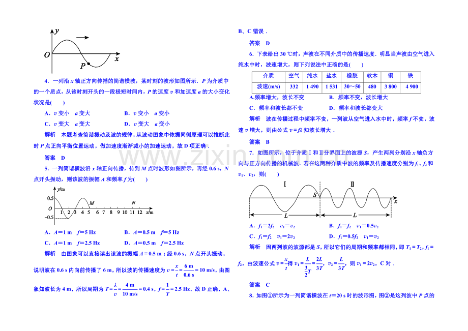 2021年人教版物理双基限时练-选修3-4：第十二章《机械波》习题123.docx_第2页