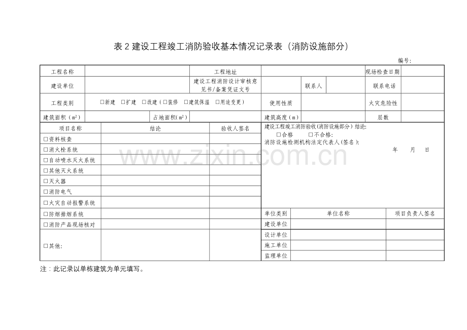 建设工程竣工消防验收基本情况记录表(消防设施部分).doc_第1页