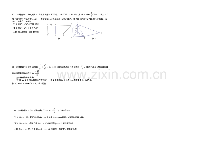 福建省长泰一中2021届高三上学期期末考试数学(文)试题-Word版含答案.docx_第3页