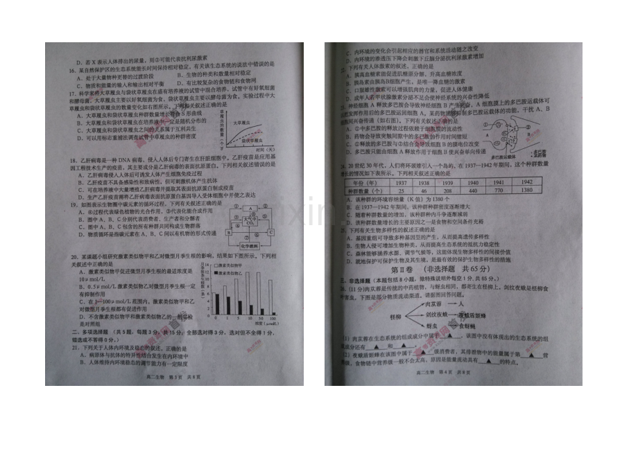 江苏省东台市2020-2021学年高二上学期期末考试-生物-扫描版含答案.docx_第2页