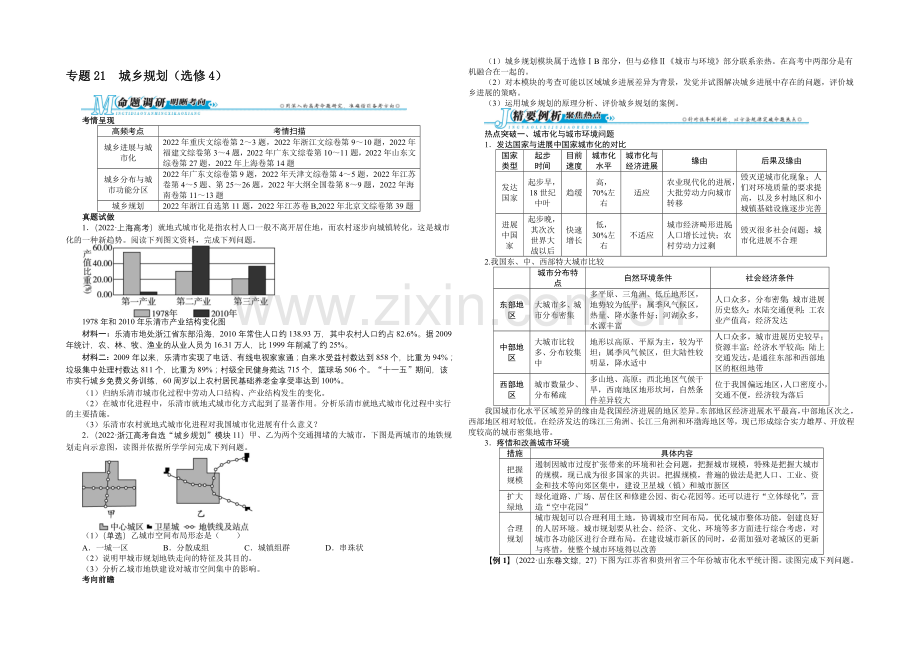 《志鸿优化设计》2013版高考地理二轮复习浙江专版专题21-城乡规划选修4-Word版含答案.docx_第1页