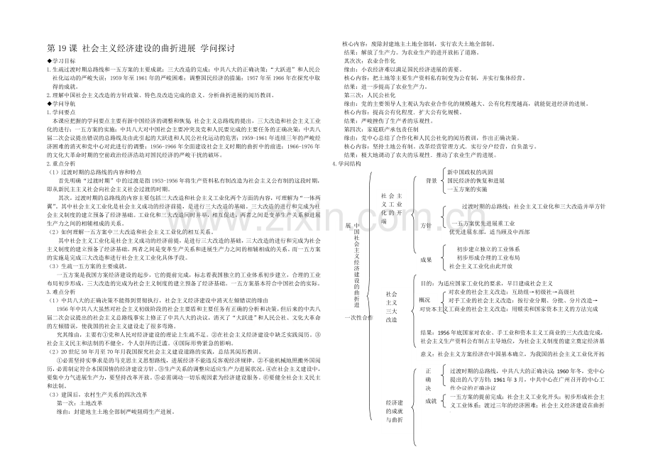 高中历史岳麓版必修二知识探讨：第18课-中国社会主义经济建设的曲折发展.docx_第1页