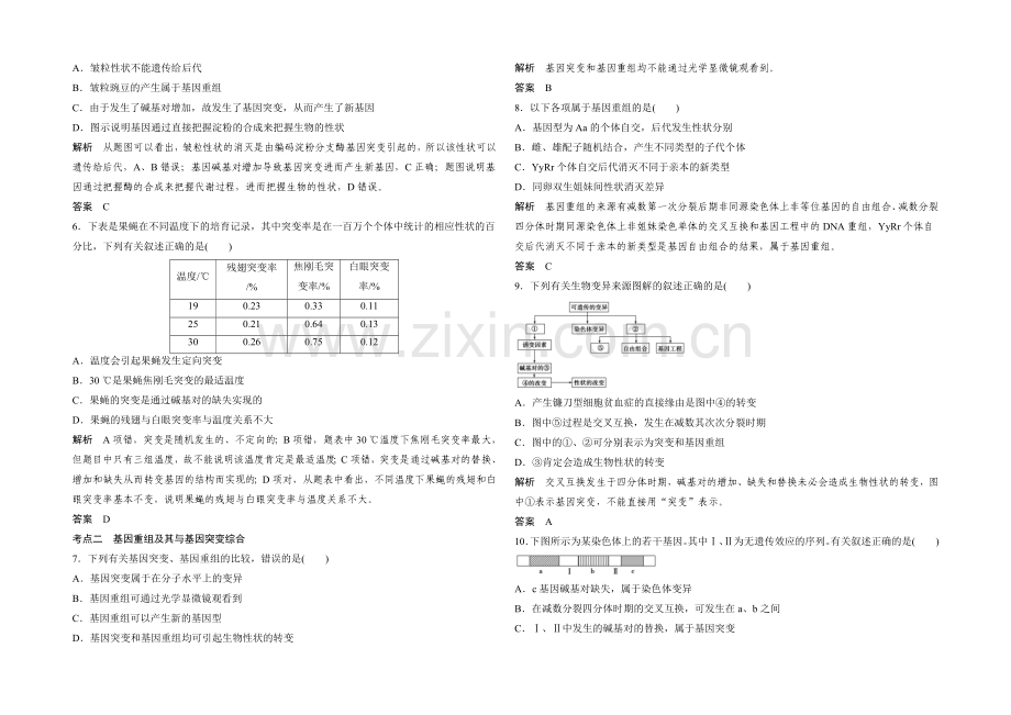 2022年高三生物(人教版)一轮复习-基础课时案21-基因突变与基因重组-课后训练.docx_第2页