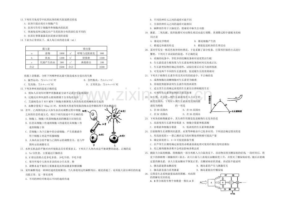 吉林省吉林一中2020-2021学年高二上学期期末考试生物试题-Word版含答案.docx_第2页