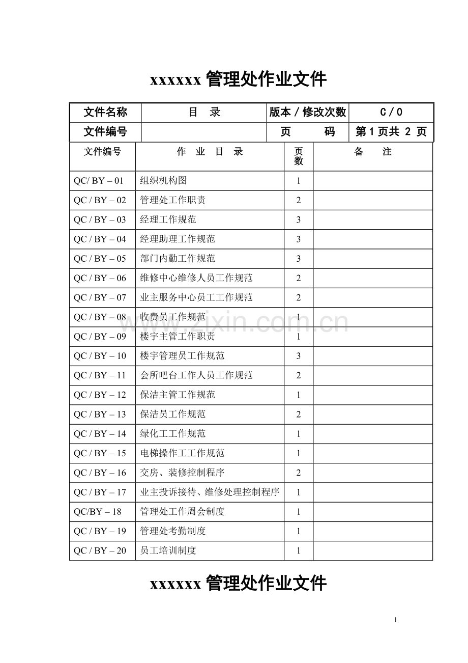 物业管理处作业文件.doc_第1页