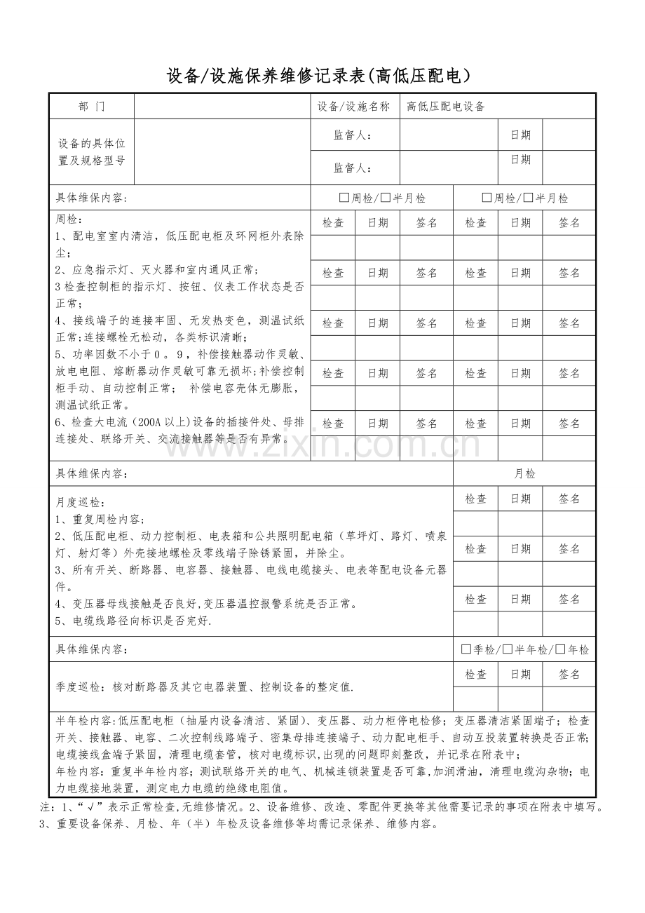 设备检修、试验记录表.doc_第1页