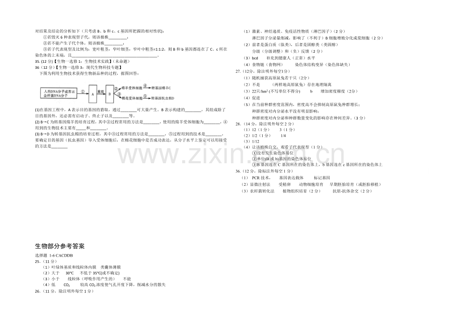 【Ks5u名校发布】山东省菏泽市2021届高三第一次模拟考试生物试题-Word版含答案.docx_第3页