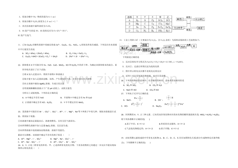 浙江省建人高复2021届高三第一学期第二次月考试卷化学-Word版含答案.docx_第2页