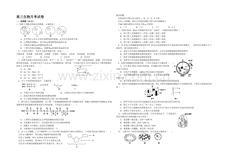 安徽省黄山市屯溪一中2022届高三上学期期中试题-生物-Word版含答案.docx_第1页