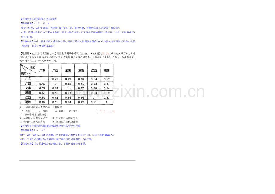 【备战2021高考】全国2021届高中地理试题汇编(11月份)：J4工业地域.docx_第2页