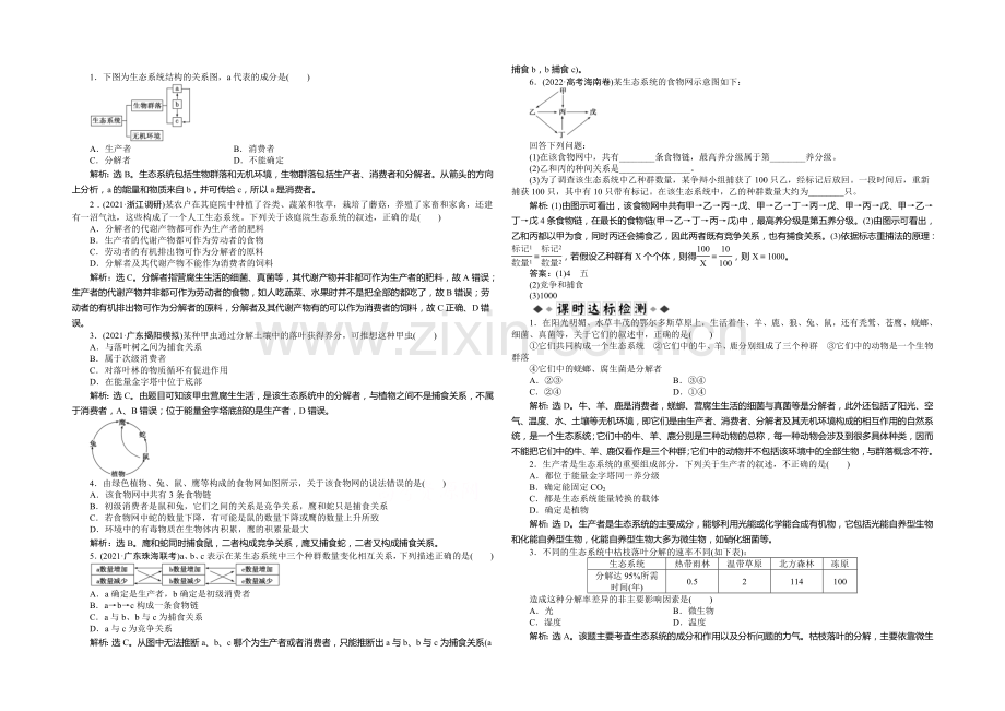 2021年高考生物(人教版)一轮复习强化练习：生态系统的结构.docx_第1页